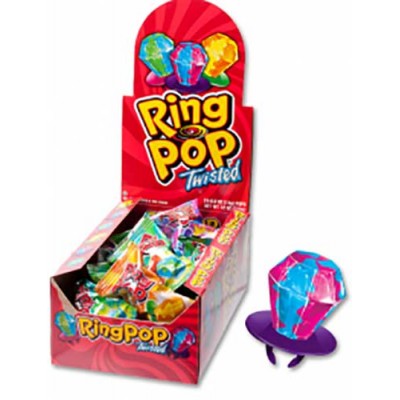 BAZOOKA RING POP TWISTED CANDY 24CT/PACK